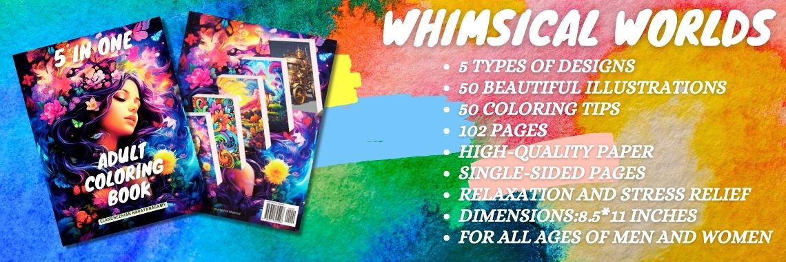 Whimsical Worlds: Adult coloring book
